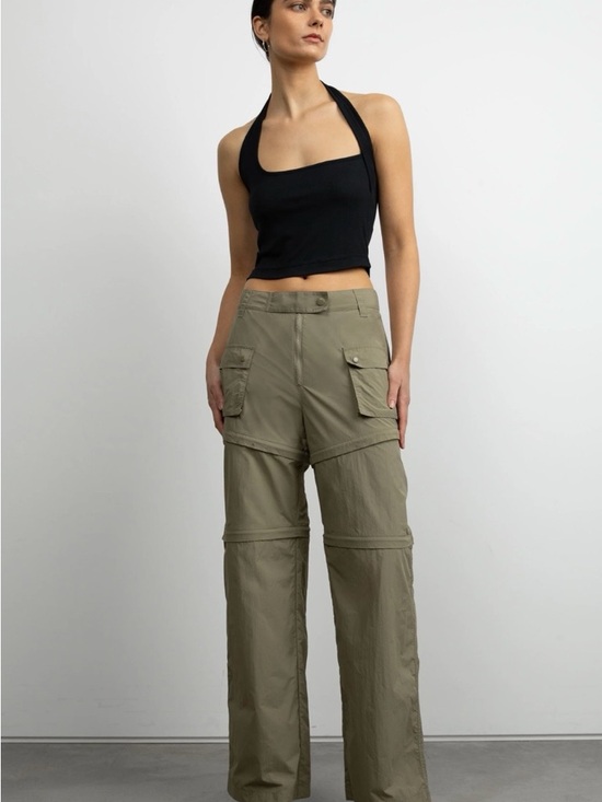 OAK + FORT Pants - OAK + FORT Olive Green Cargo Utility 3 in 1 zip off Pants